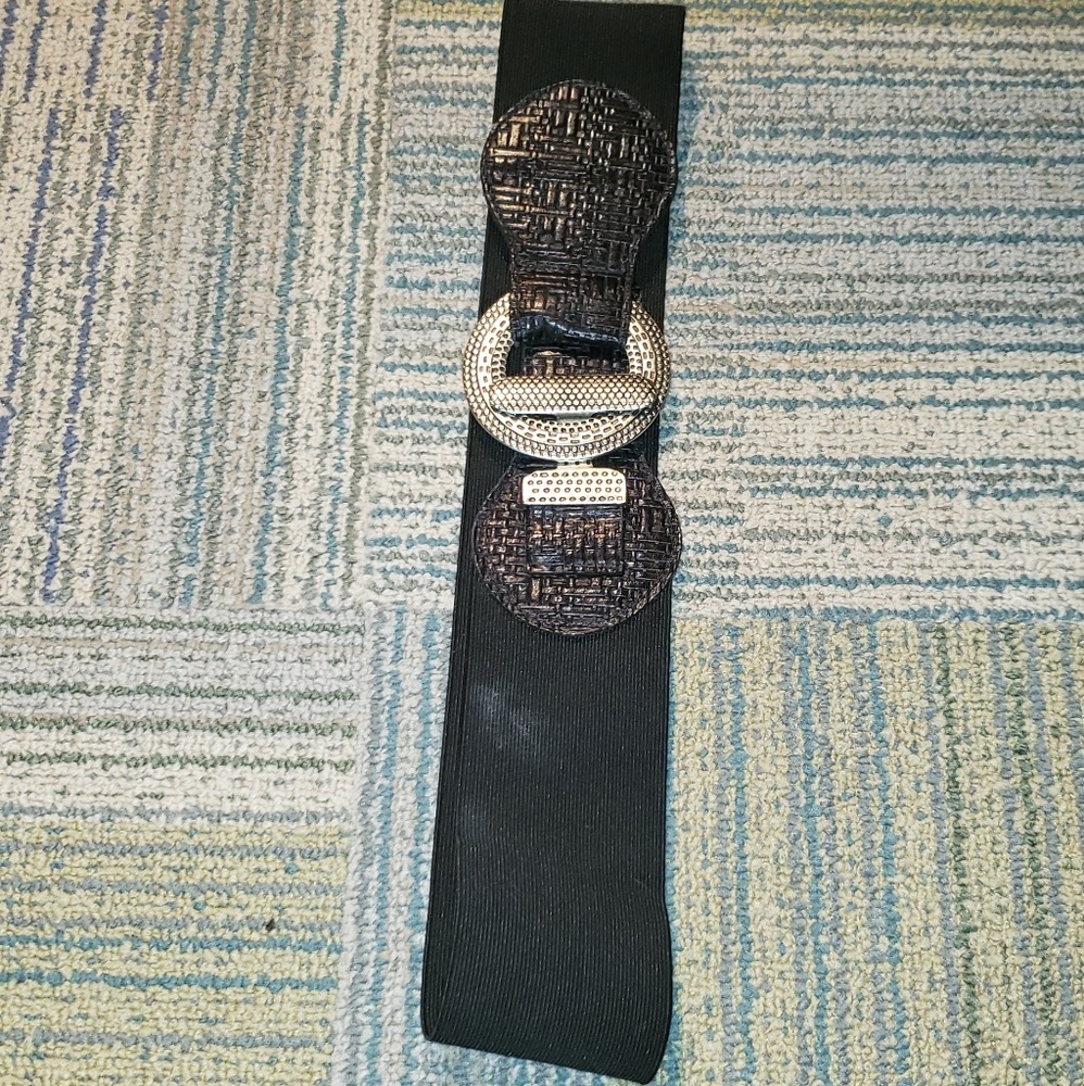 Stretch Black And Silvertone Hardware gothic belt